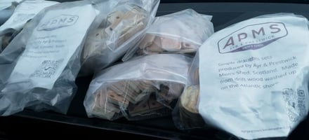 Draughts and Dominoes, hand made bagged up.